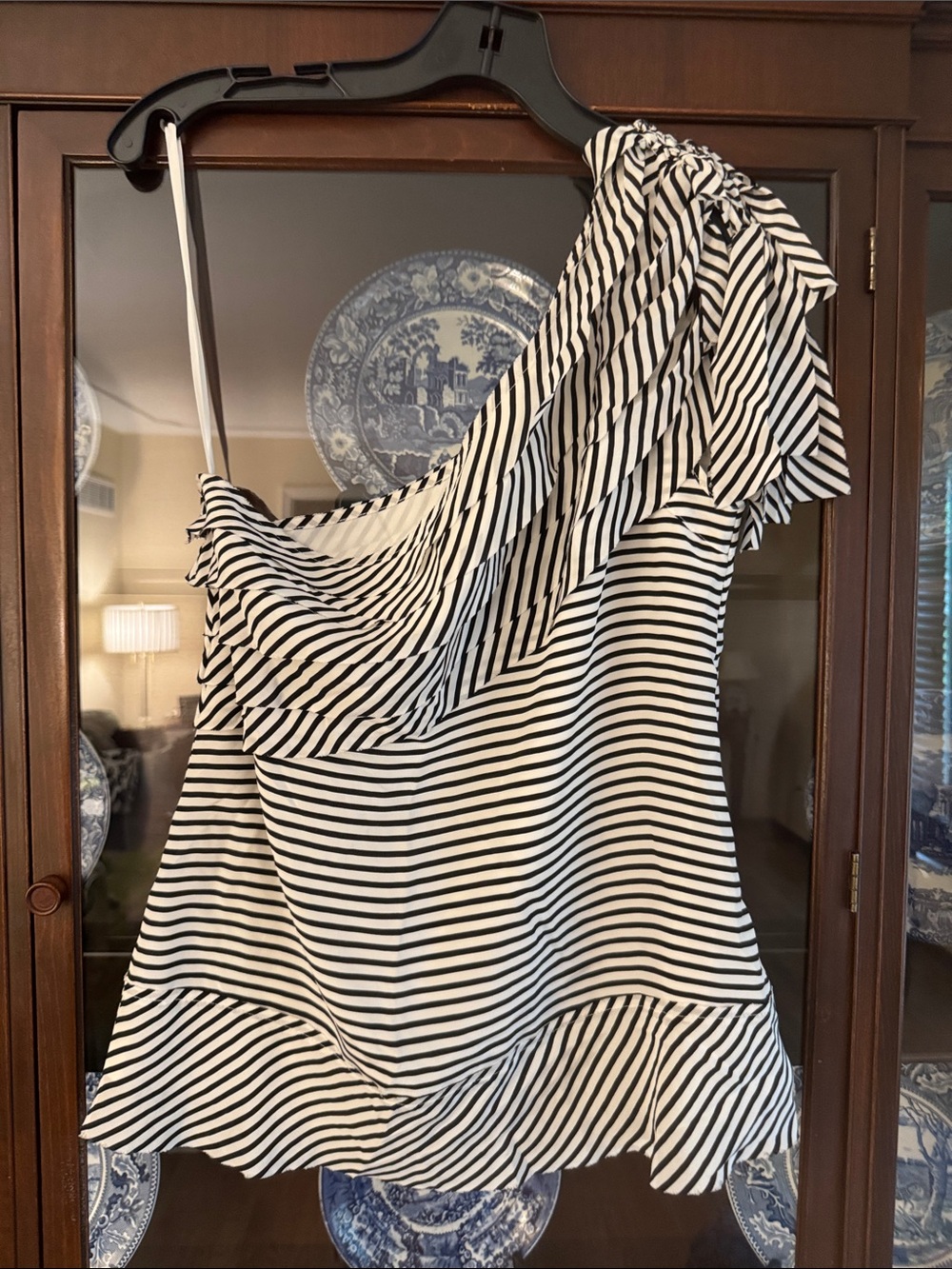 BCBGMaxAzria Black and White Silk Blend Top